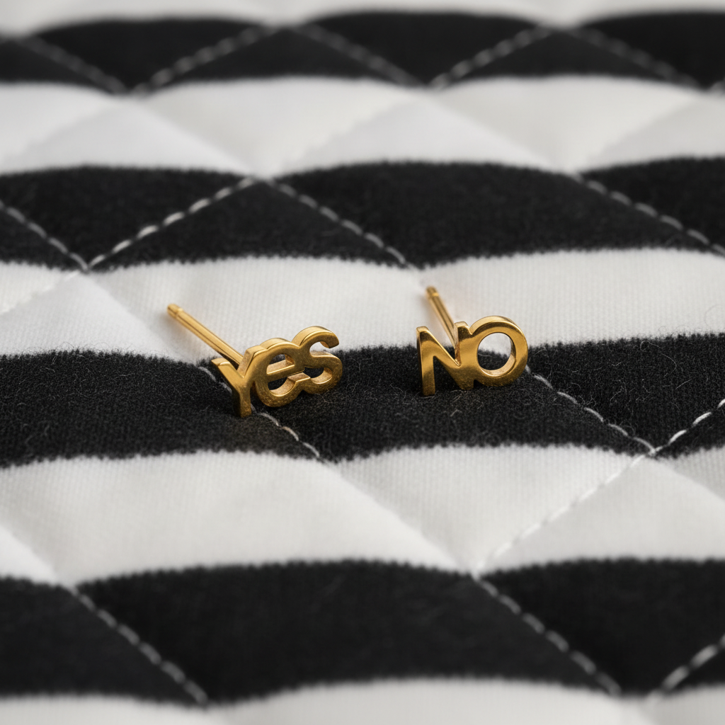 STAINLESS STEEL “YES or NO” POST EARRINGS