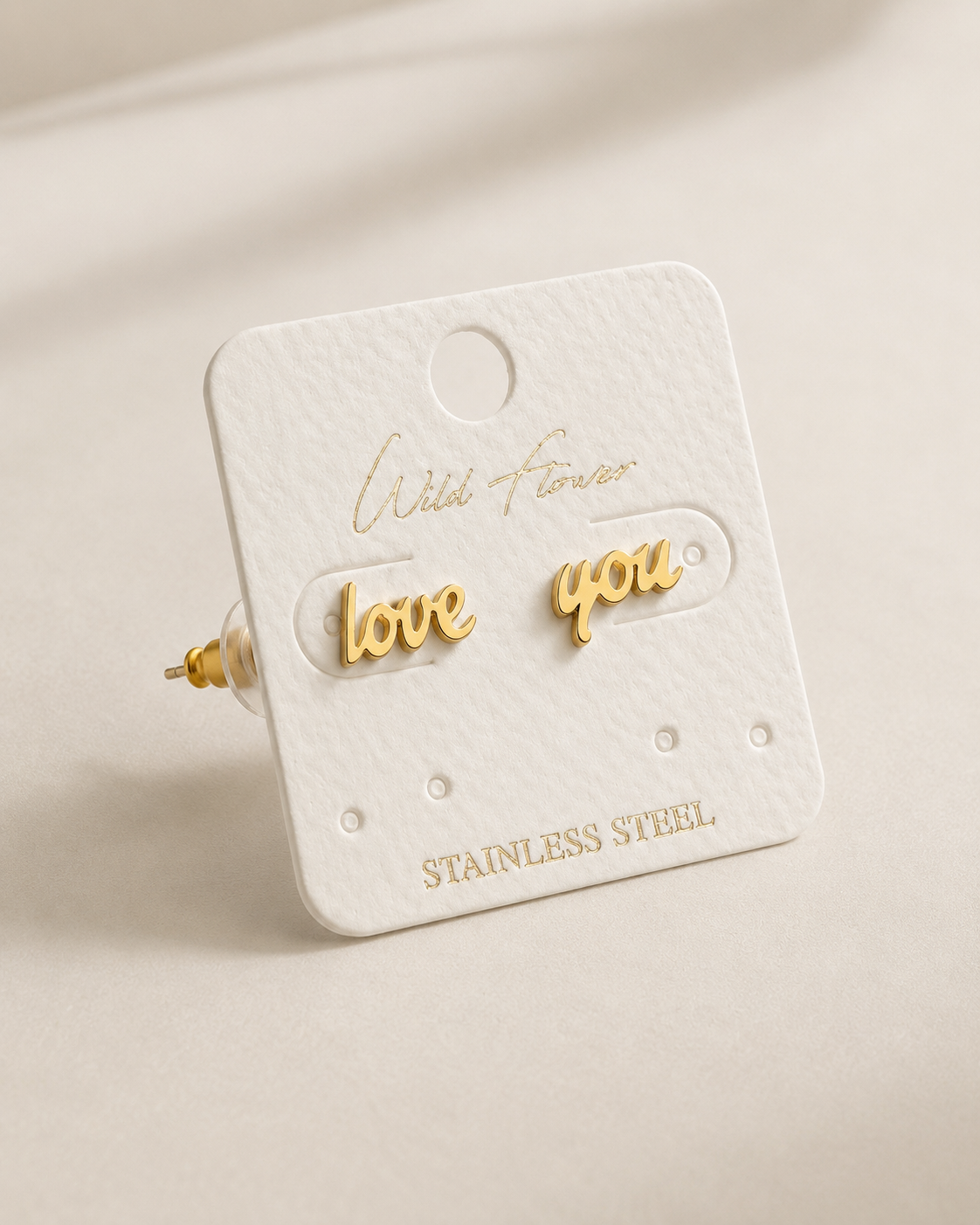 STAINLESS STEEL “LOVE U” POST EARRINGS