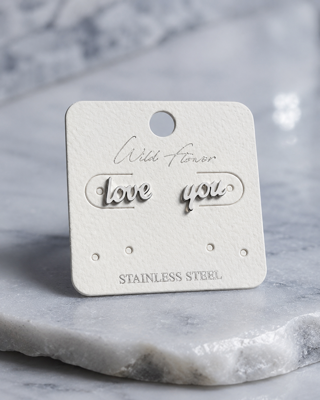 STAINLESS “LOVE U” POST EARRINGS
