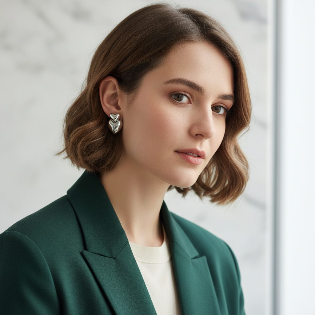 DOUBLE HEART POST EARRINGS