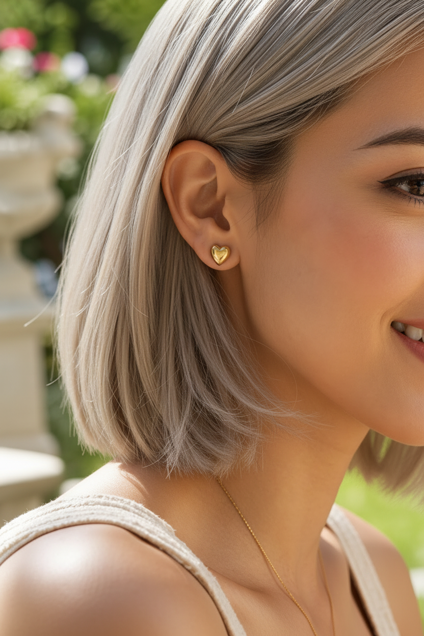 METAL STERLINGSILVER HEART POST EARRINGS