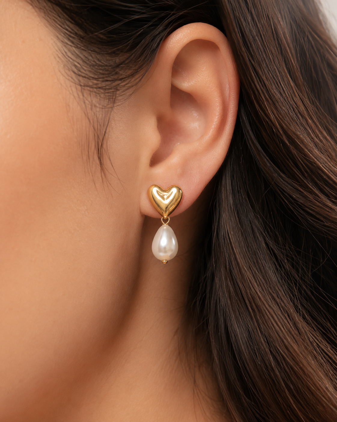 HEART METAL DROP POST EARRINGS