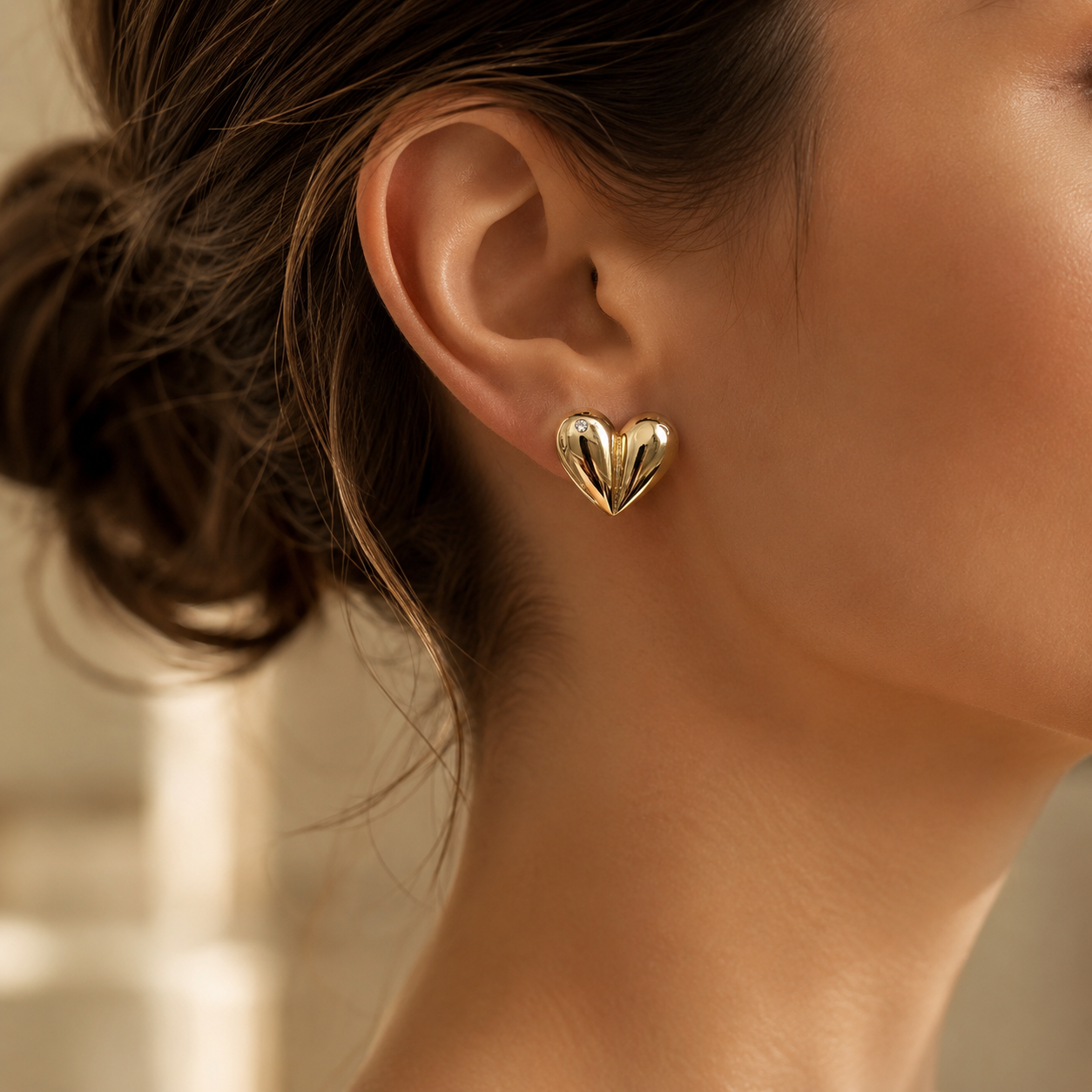 HEART CUBIC ZIRCONIA POST EARRINGS