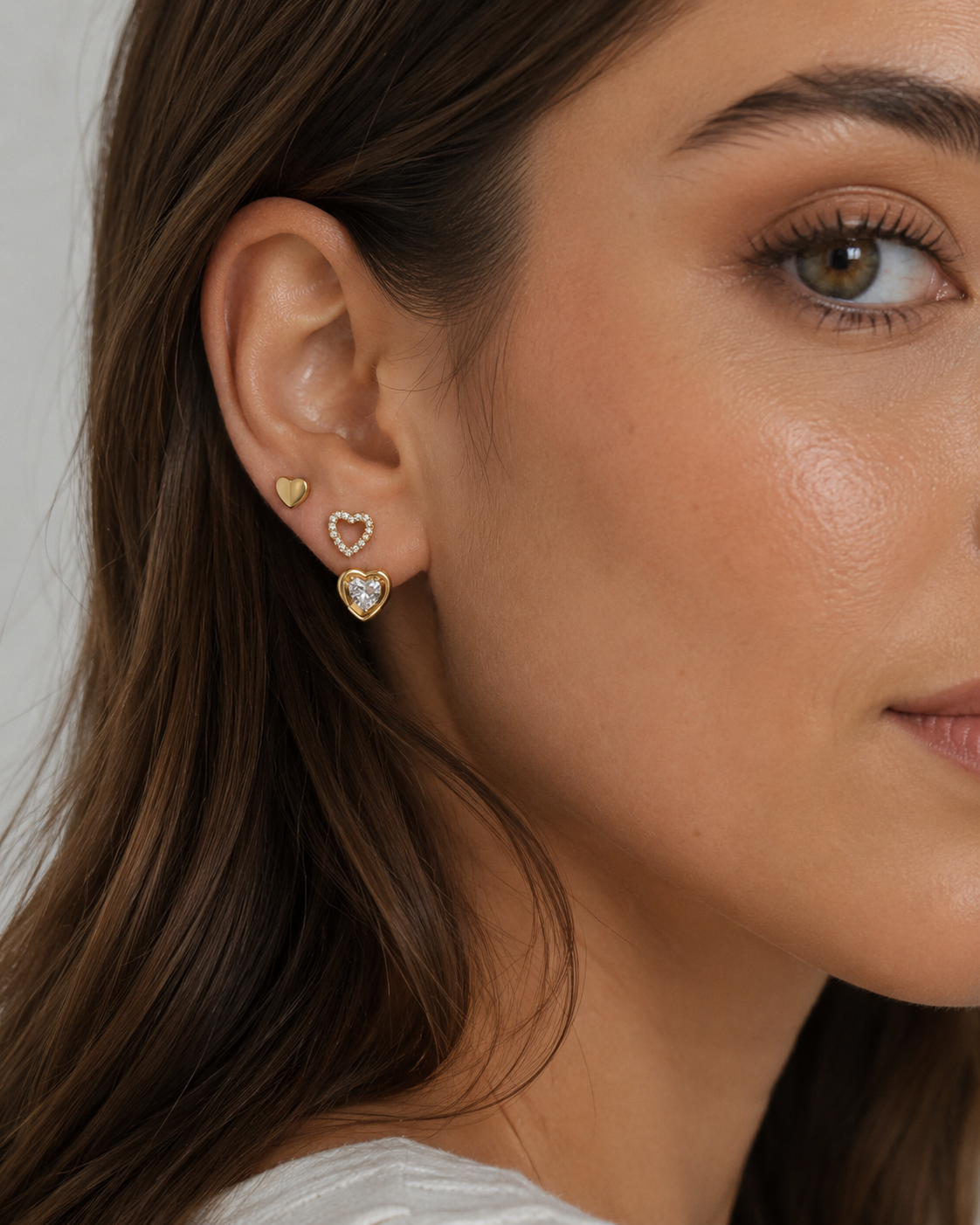 CUBIC ZIRCONIA TRIPLE HEART EARRING SETS