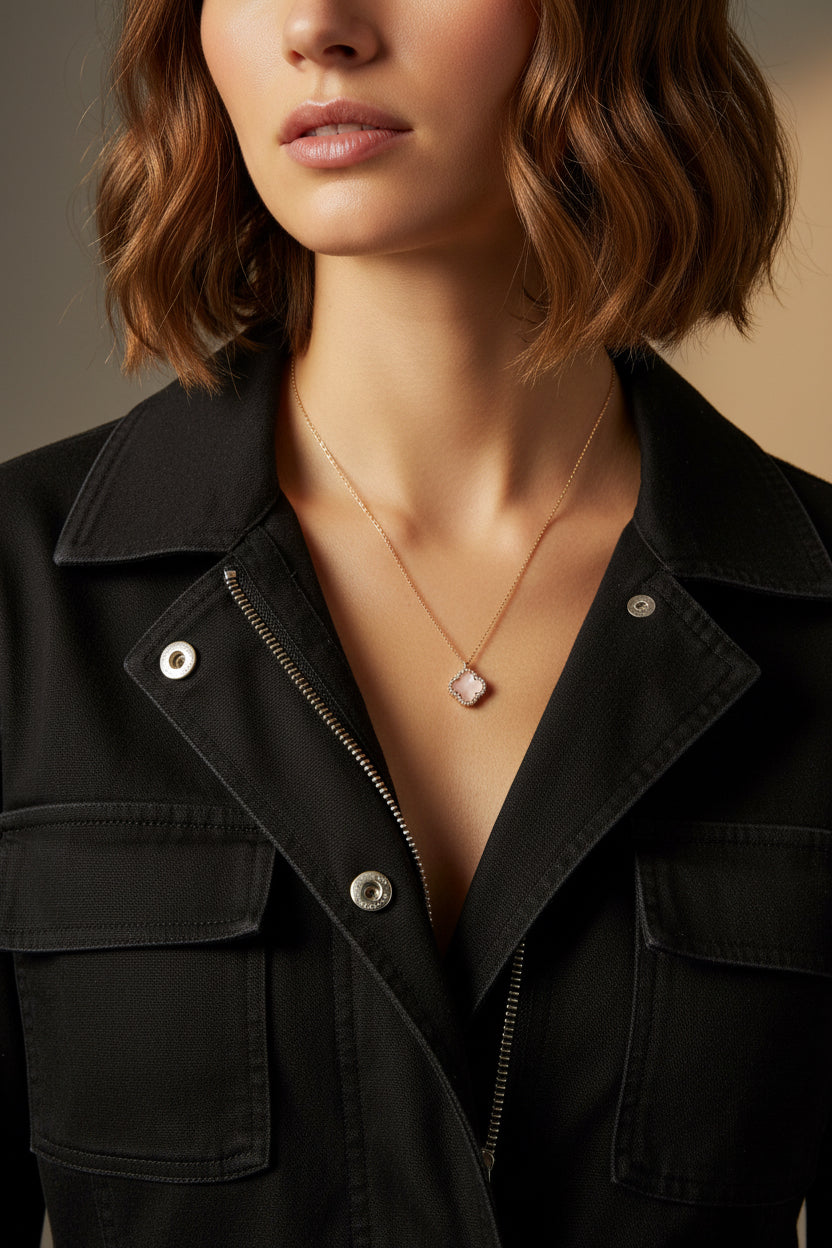 MOTHER OF PEARL CUBIC ZIRCONIA NECKLACE