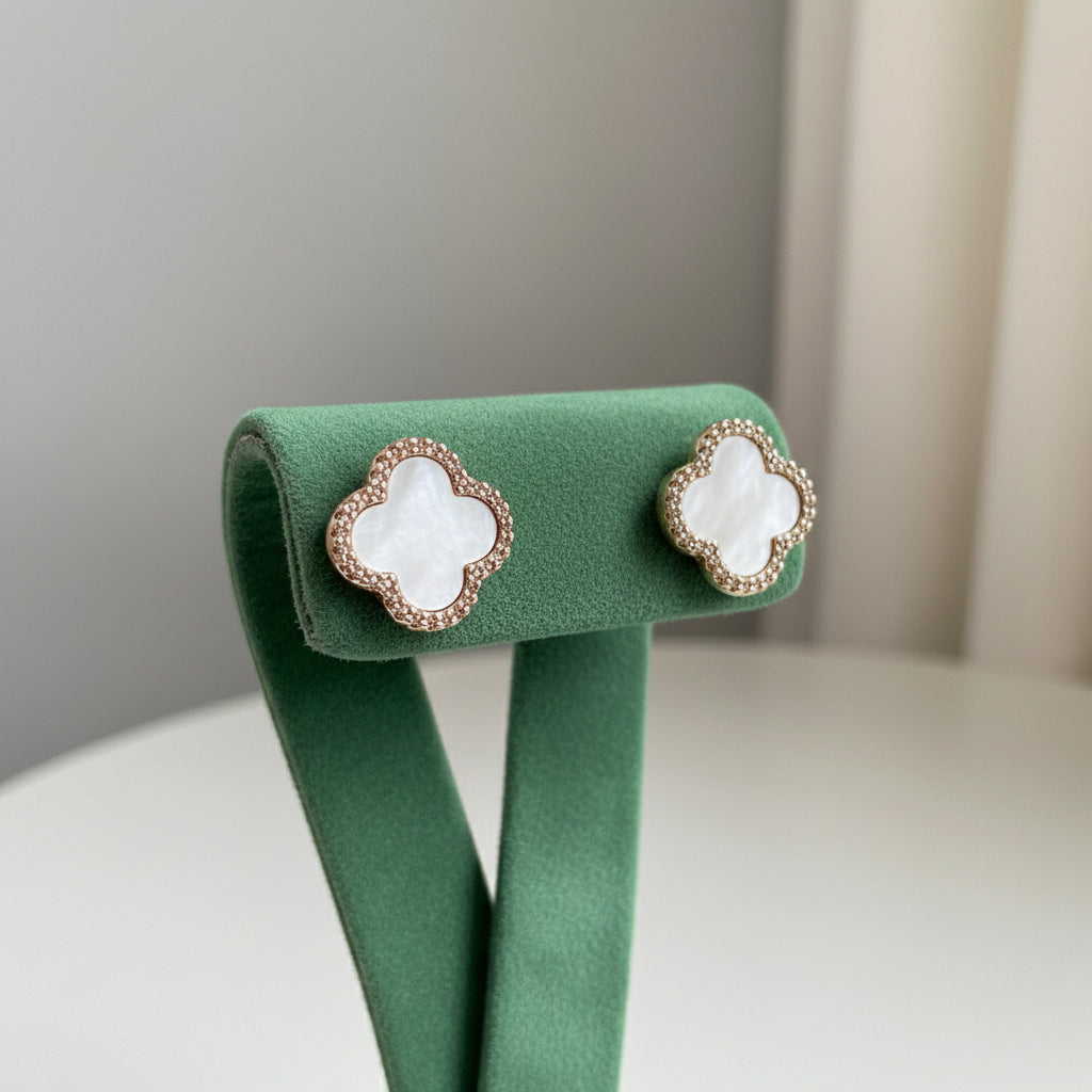 MOTHER OF PEARL CUBIC ZIRCONIA EARRINGS