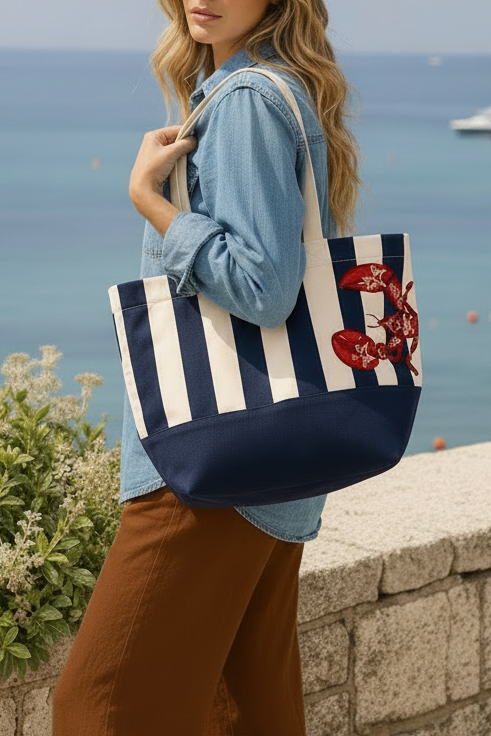STRIPED LOBSTER OVERSIZED TOTE