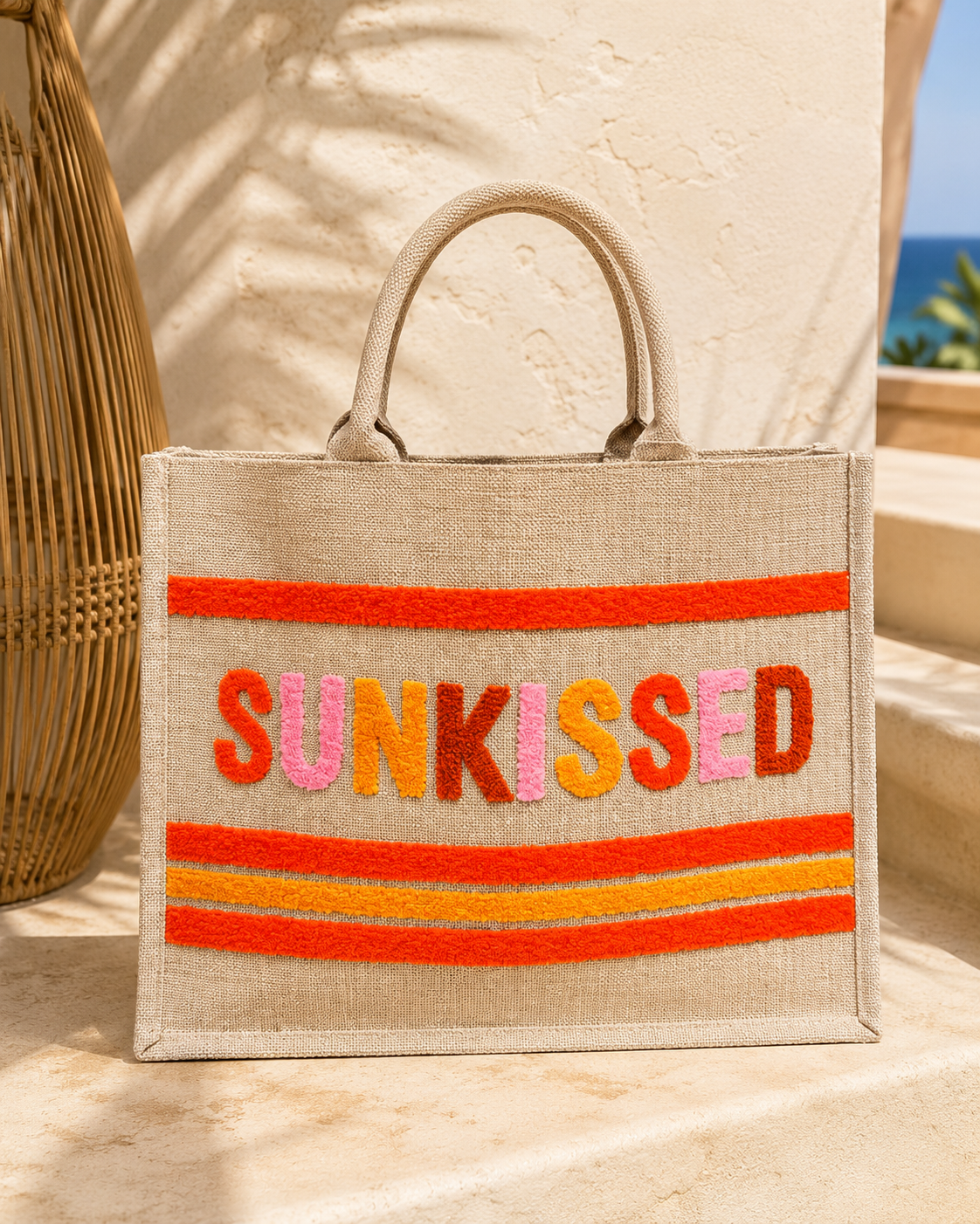 “SUN KISSED” BEACH STRAW TOTE