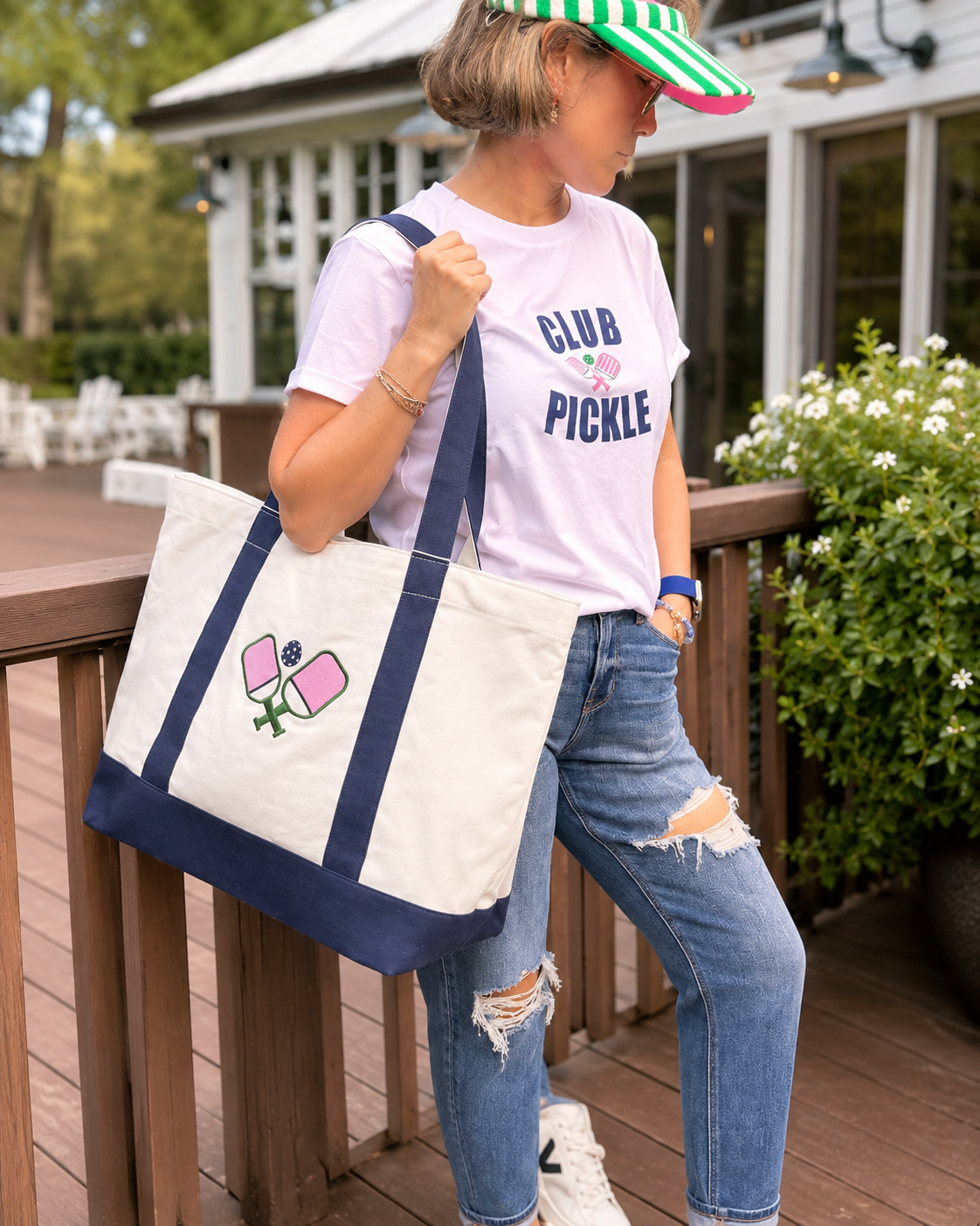 “PICKLEBALL PADDLE” TOTE - NAVY