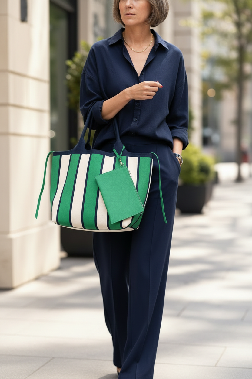 KELLY KNIT STRIPED TOTE