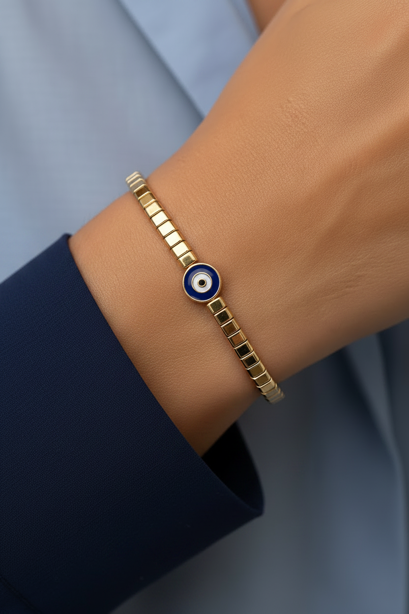 METAL EVIL EYE ELASTIC BRACELET