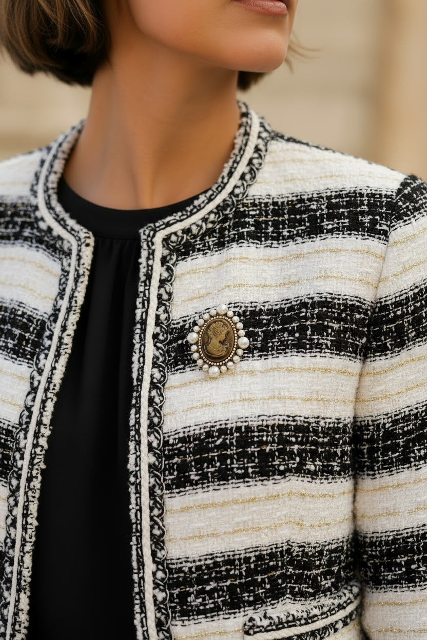 PEARL EPOXY CAMEO BROOCH