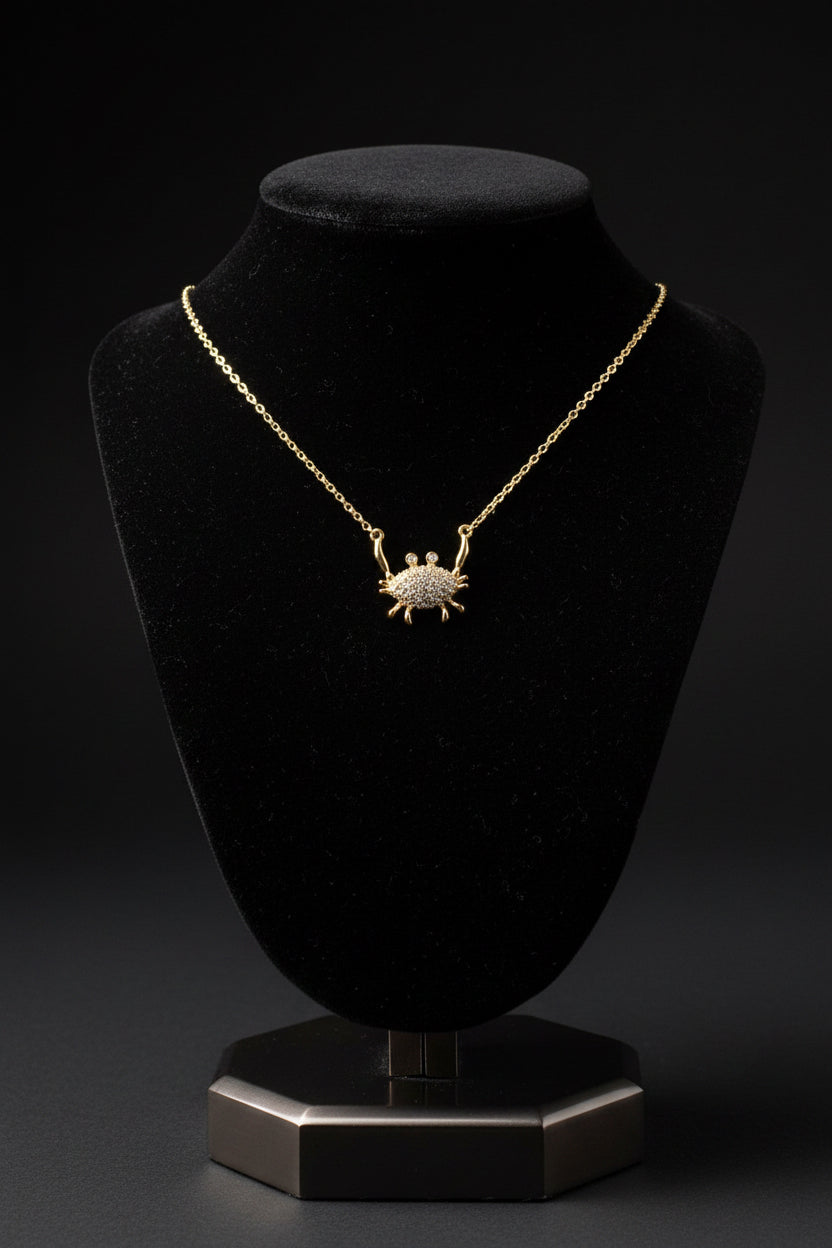 MS.CRABBY 18K GOLD PLATED W CUBIC ZIRCONIA NECKLACE