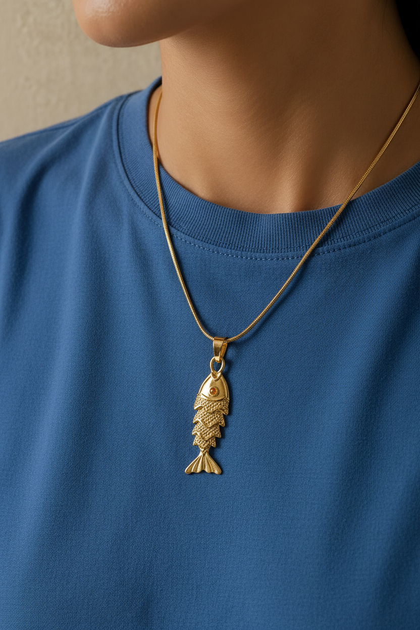 METAL STAINLESS SEA LIFE FISH NECKLACE