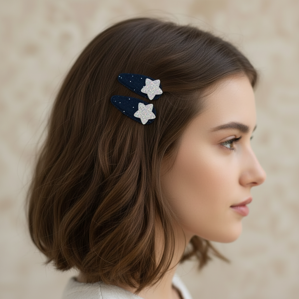 DENIM STAR HAIR CLIP