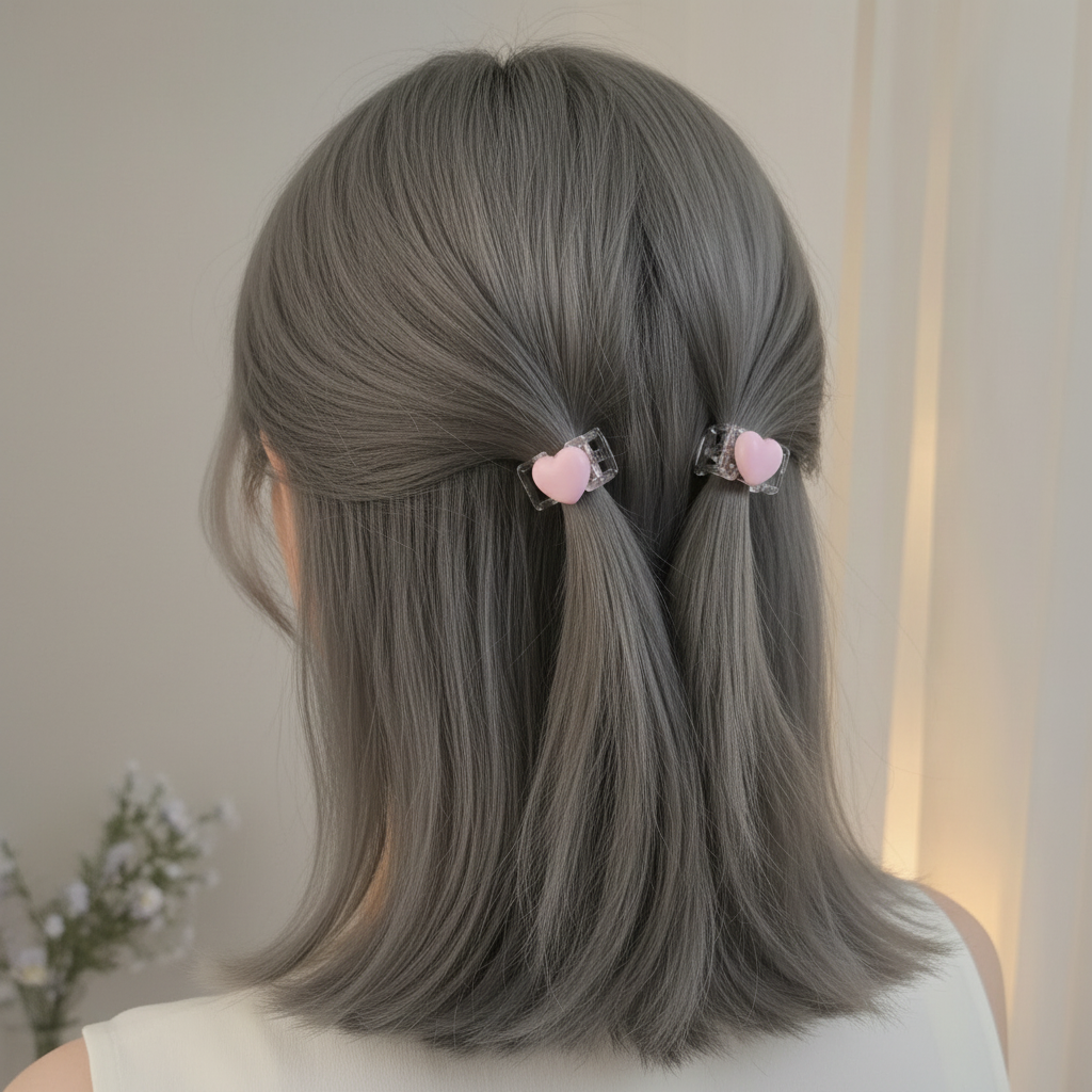 HEART HAIR CLAW- LG PINK