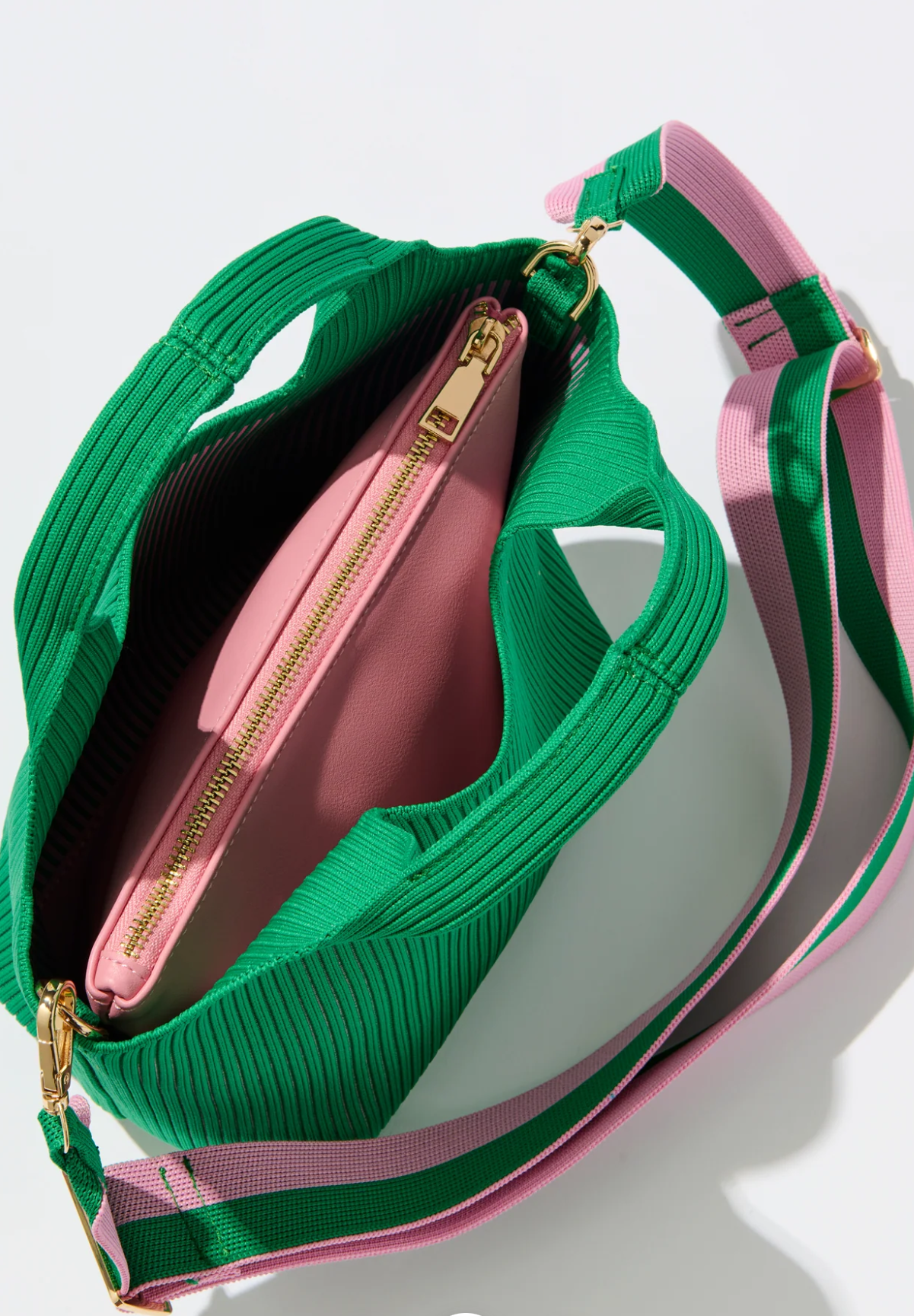 KNIT STRIPED STRAP CROSSBODY