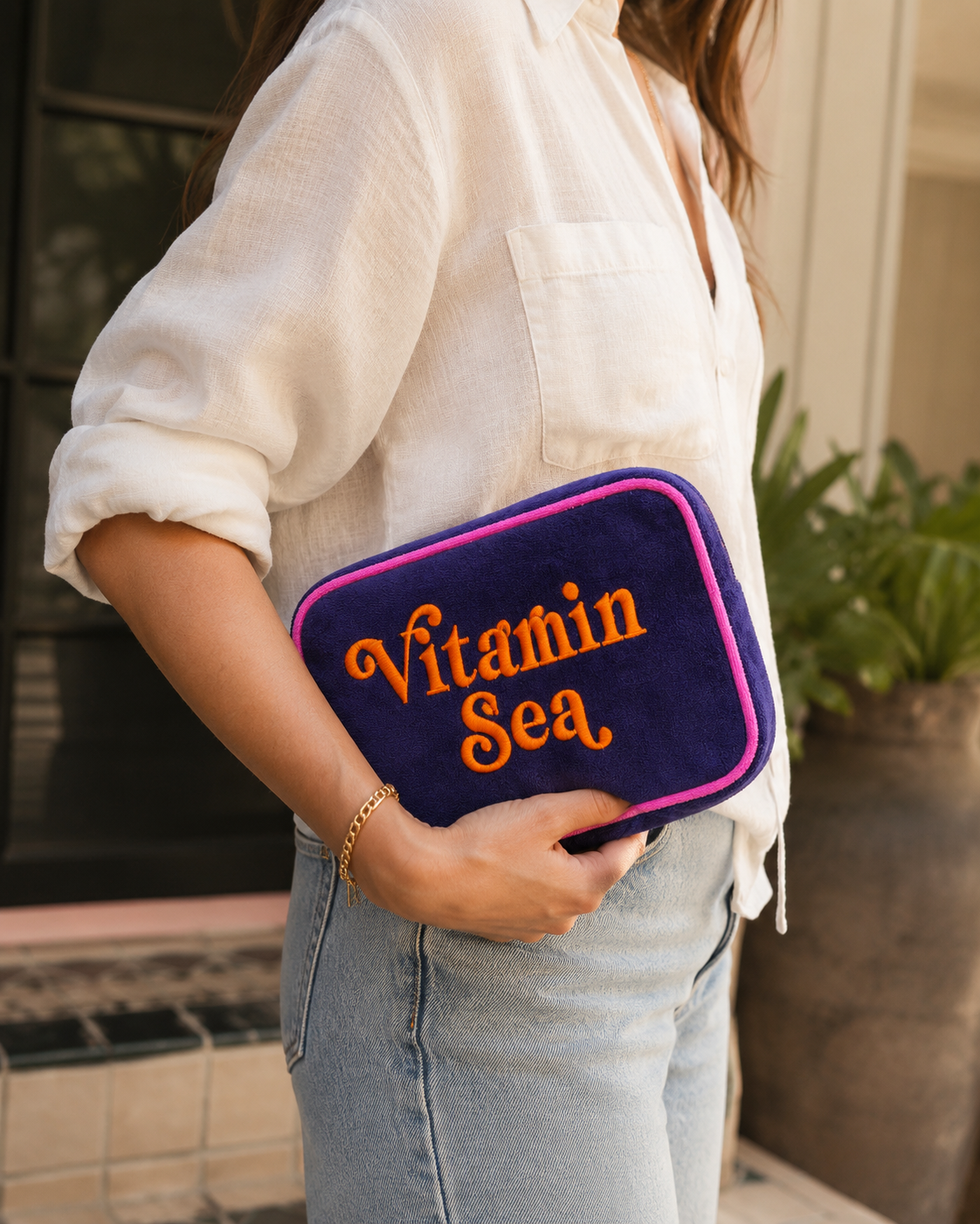 “ VITAMIN SEA” LARGE TERRY ZIP POUCH