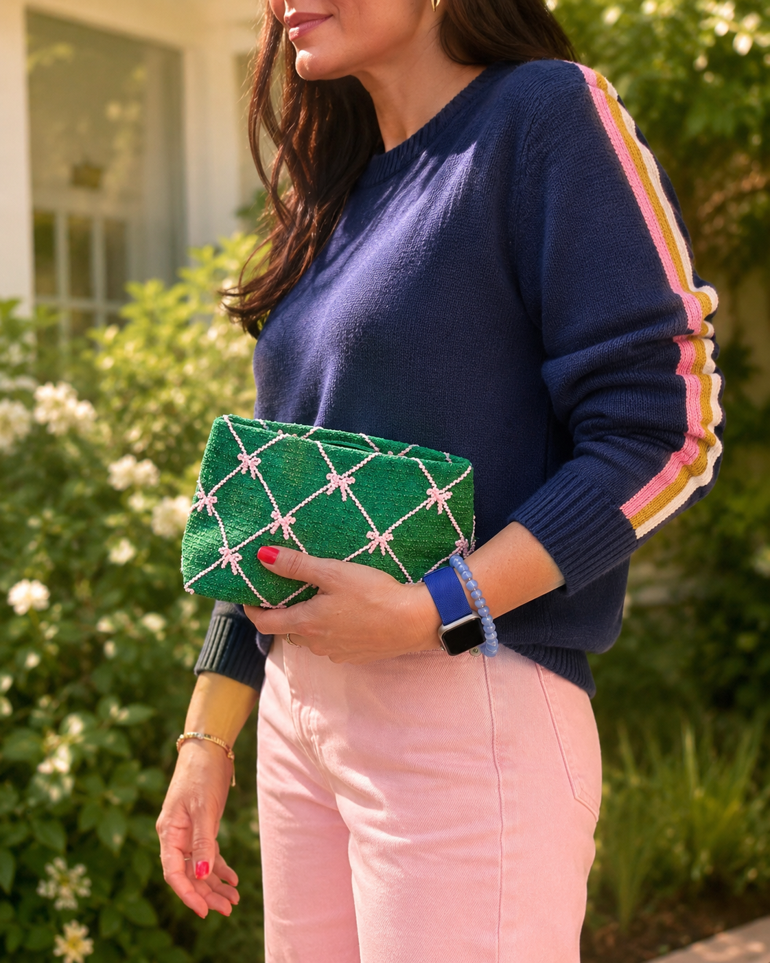 TWEED BOW ZIP POUCH