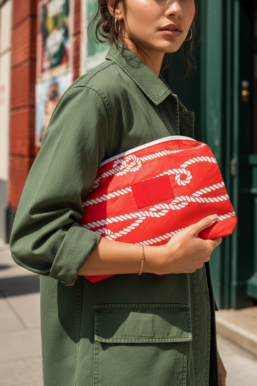 WATERPROOF OVERSIZED ROPE ZIP POUCH - RED