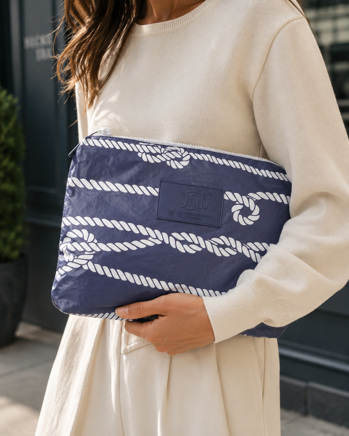 WATERPROOF OVERSIZED ROPE ZIP POUCH- BLUE