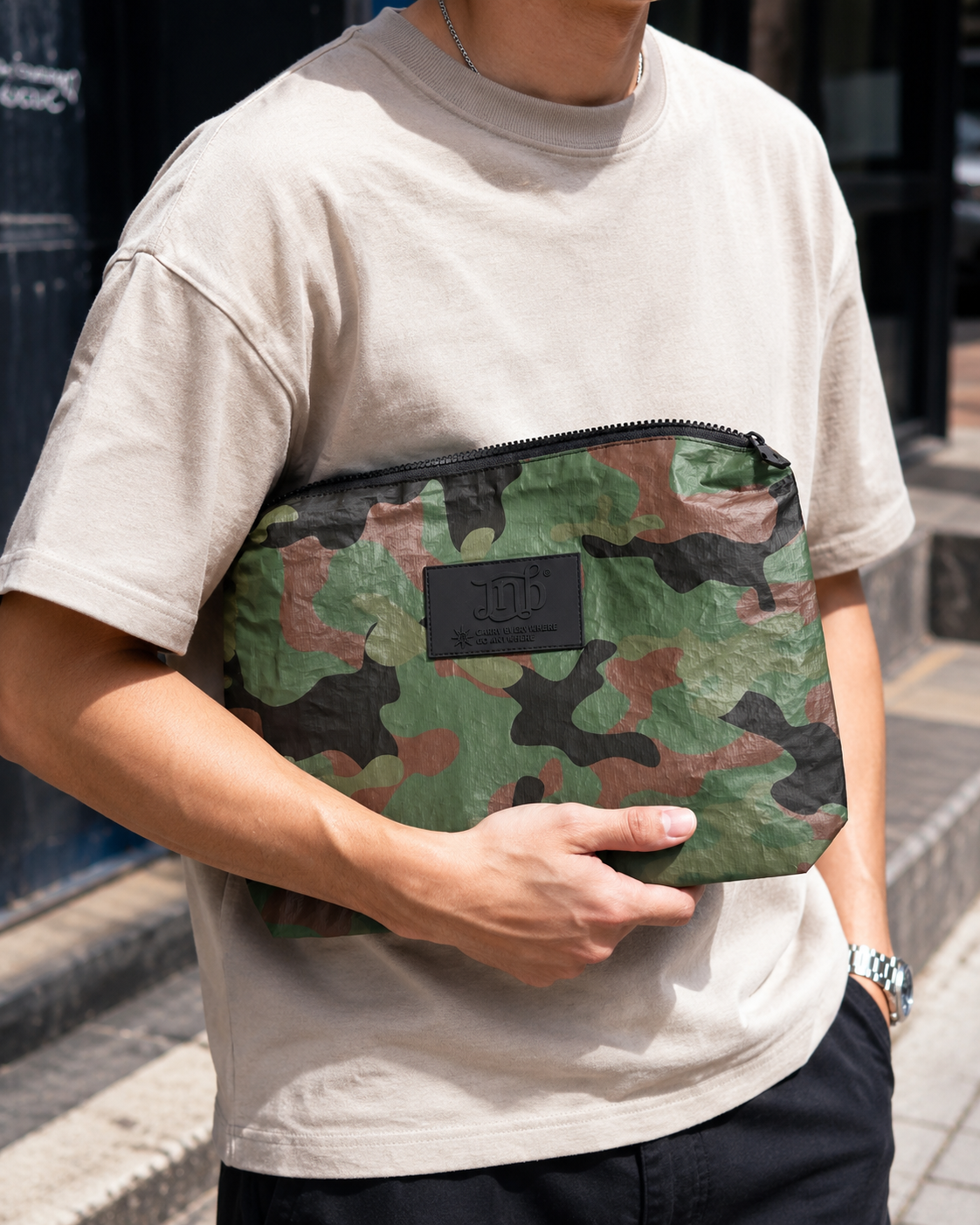WATERPROOF OVERSIZED ZIP POUCH- CAMO