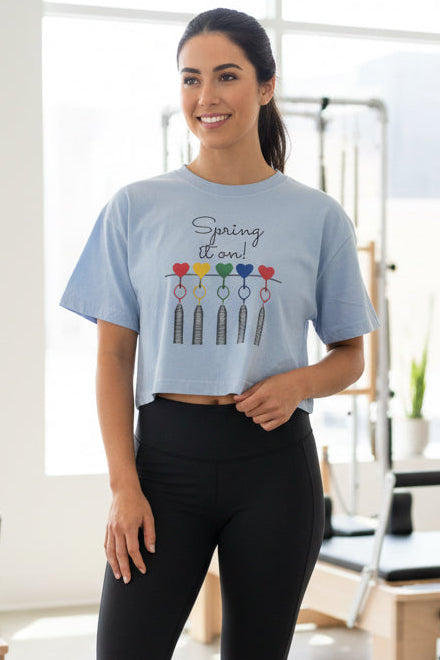 “Spring it on” Pilates Crop Top - Blue