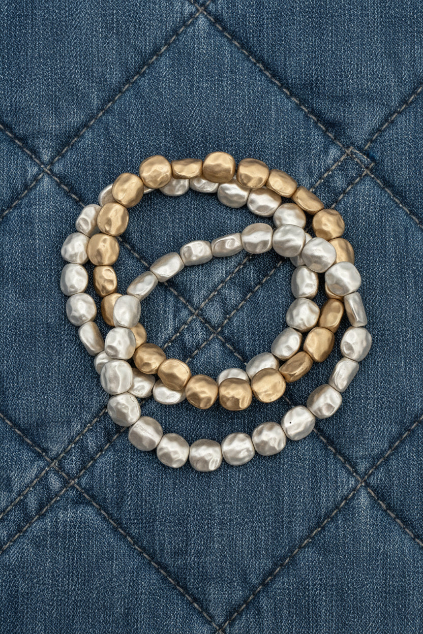 3 STRAND METAL NUGGETS BRACELET