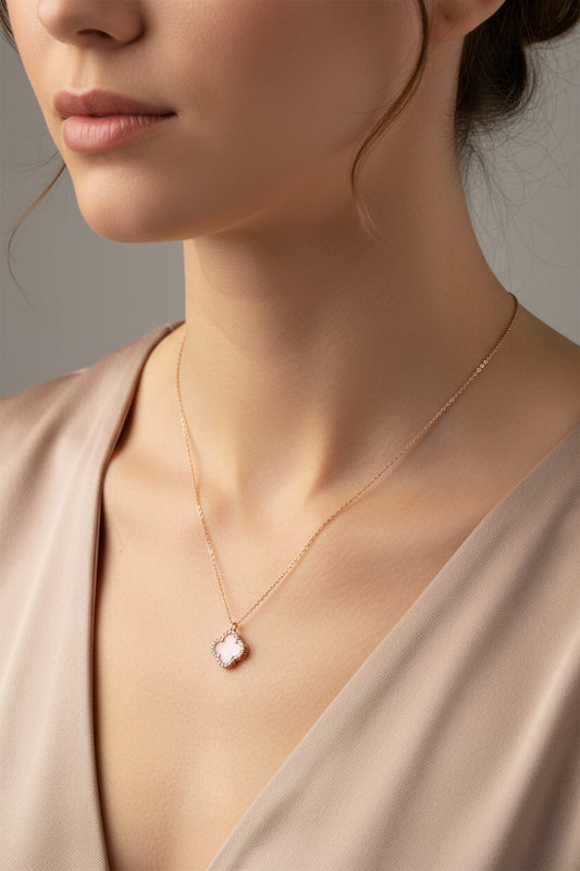 MOTHER OF PEARL CUBIC ZIRCONIA NECKLACE