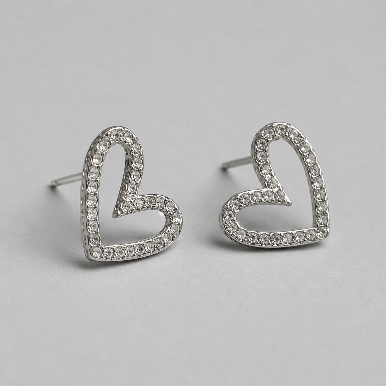 RHINESTONE HEART POST EARRINGS