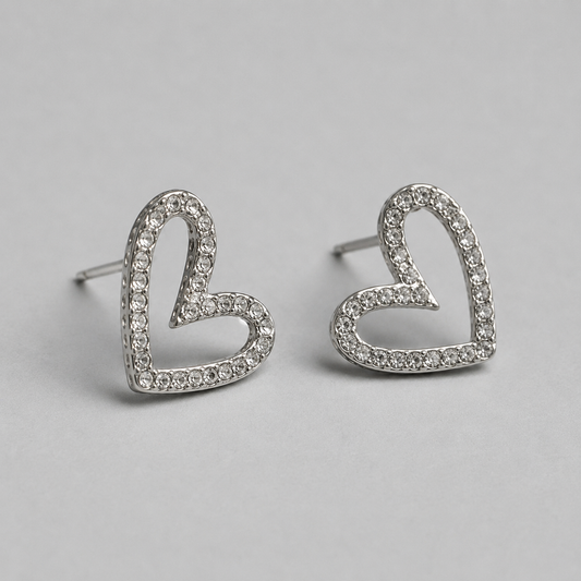 RHINESTONE HEART POST EARRINGS
