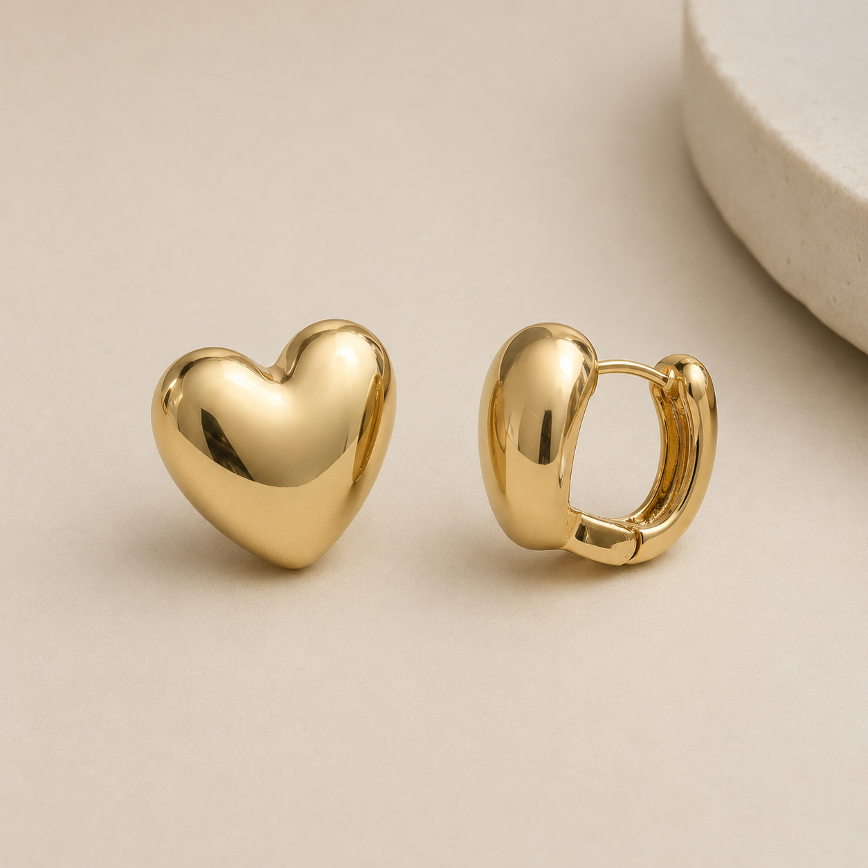 BUBBLE HEART HOOP EARRINGS