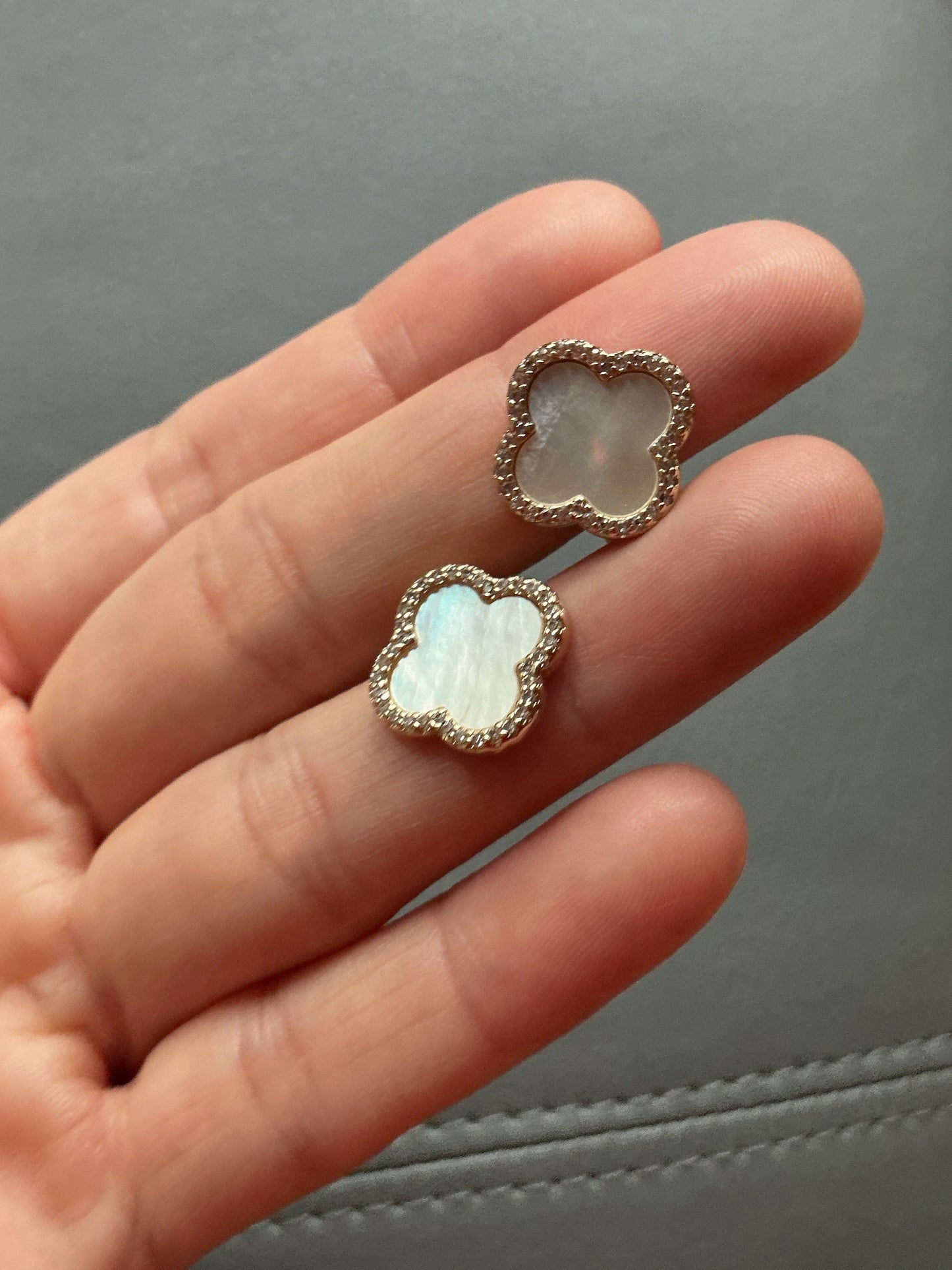 MOTHER OF PEARL CUBIC ZIRCONIA EARRINGS