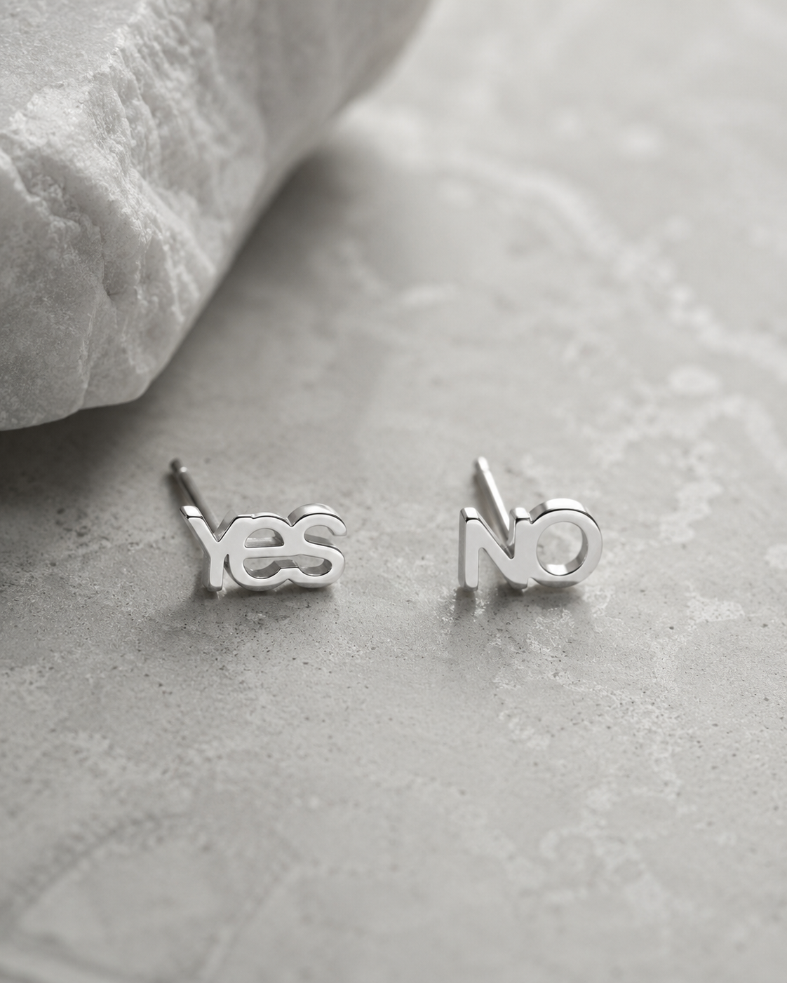STAINLESS STEEL “YES or NO” POST EARRINGS