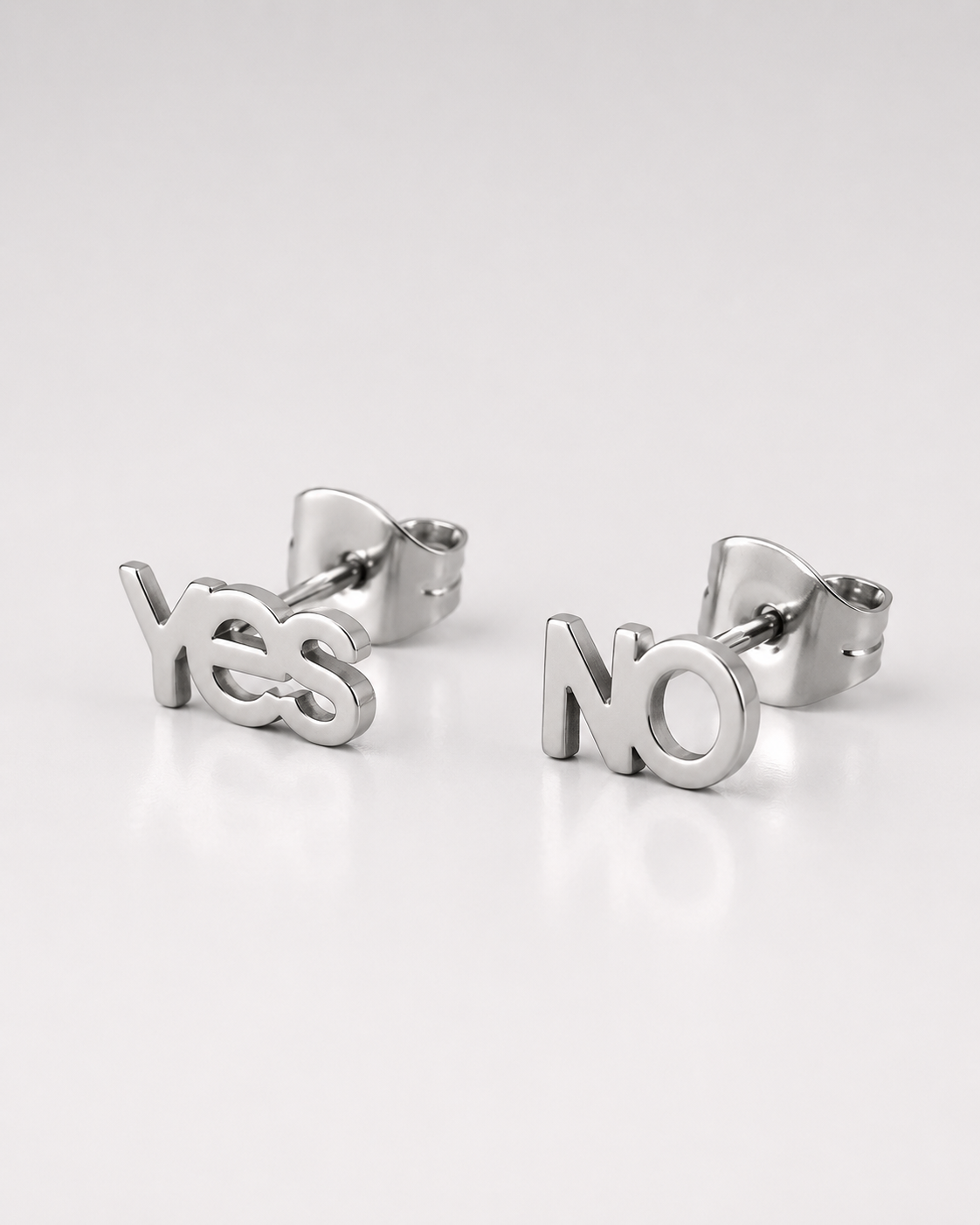 STAINLESS STEEL “YES or NO” POST EARRINGS