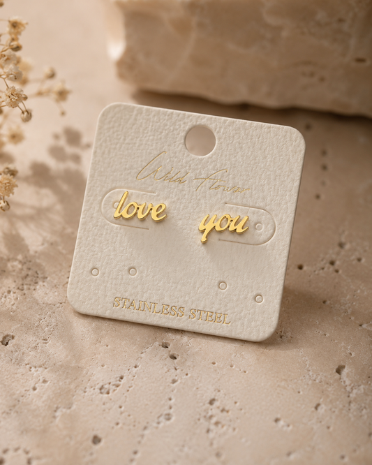 STAINLESS STEEL “LOVE U” POST EARRINGS