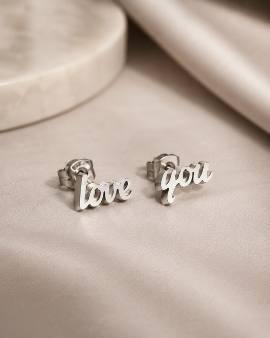 STAINLESS “LOVE U” POST EARRINGS