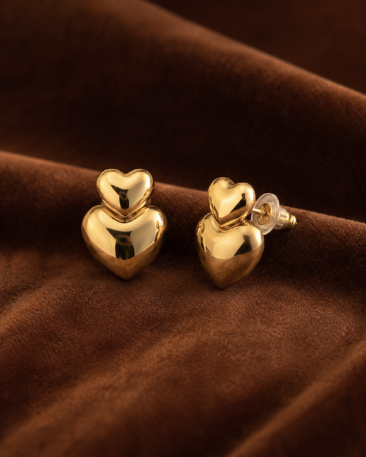 DOUBLE HEART POST EARRINGS