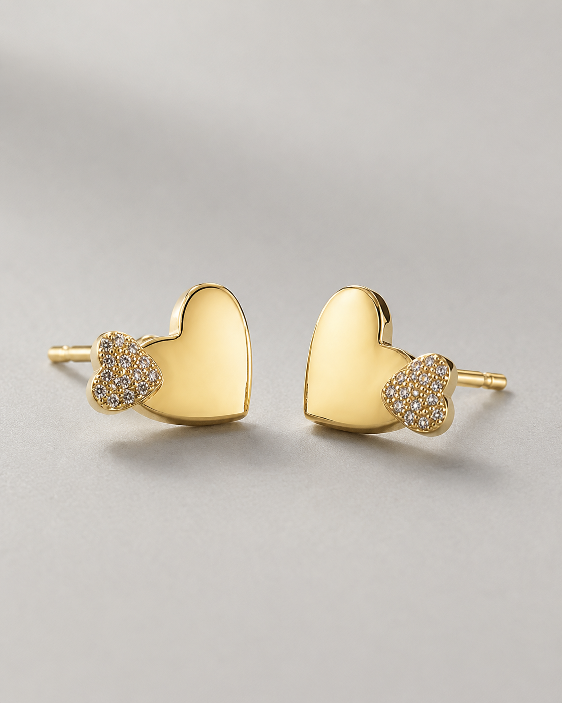 RHINESTONE METAL HEART POST EARRINGS