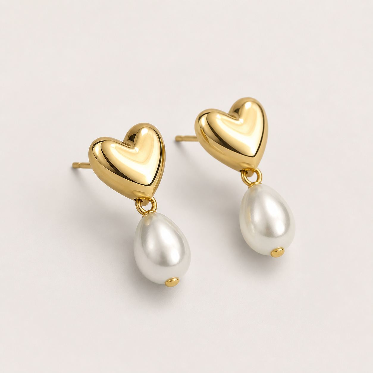 HEART METAL DROP POST EARRINGS