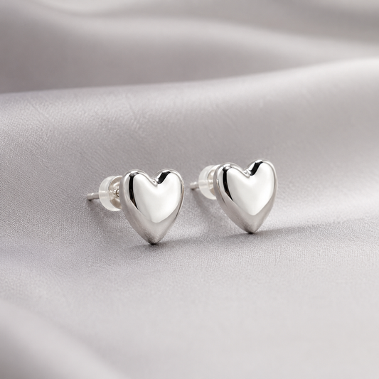METAL STERLINGSILVER HEART POST EARRINGS
