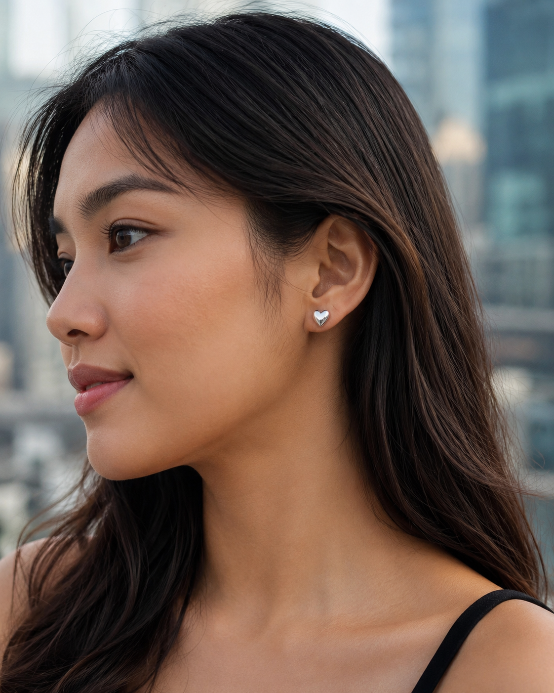 METAL STERLINGSILVER HEART POST EARRINGS