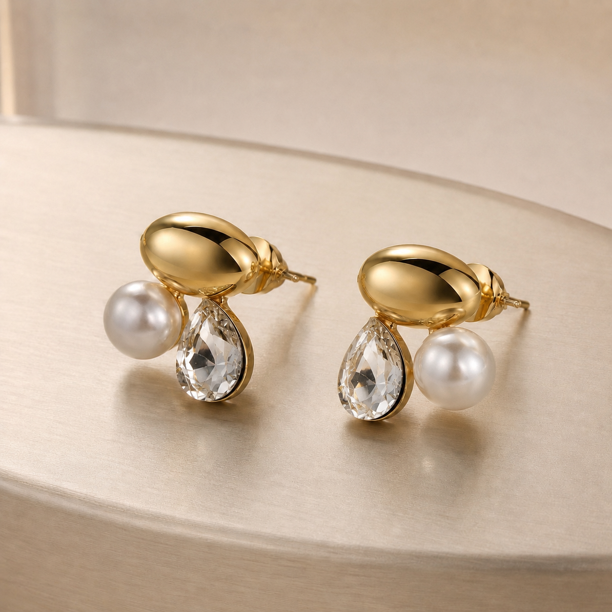 CUBIC ZIRCONIA PEARL STONE EARRINGS