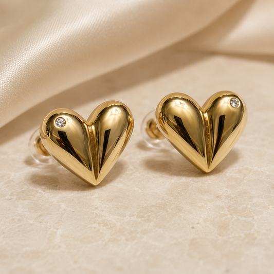 HEART CUBIC ZIRCONIA POST EARRINGS