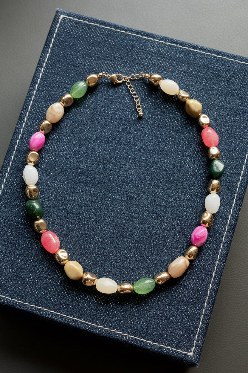 COLORED IRREGULAR BEADS NECKLACE