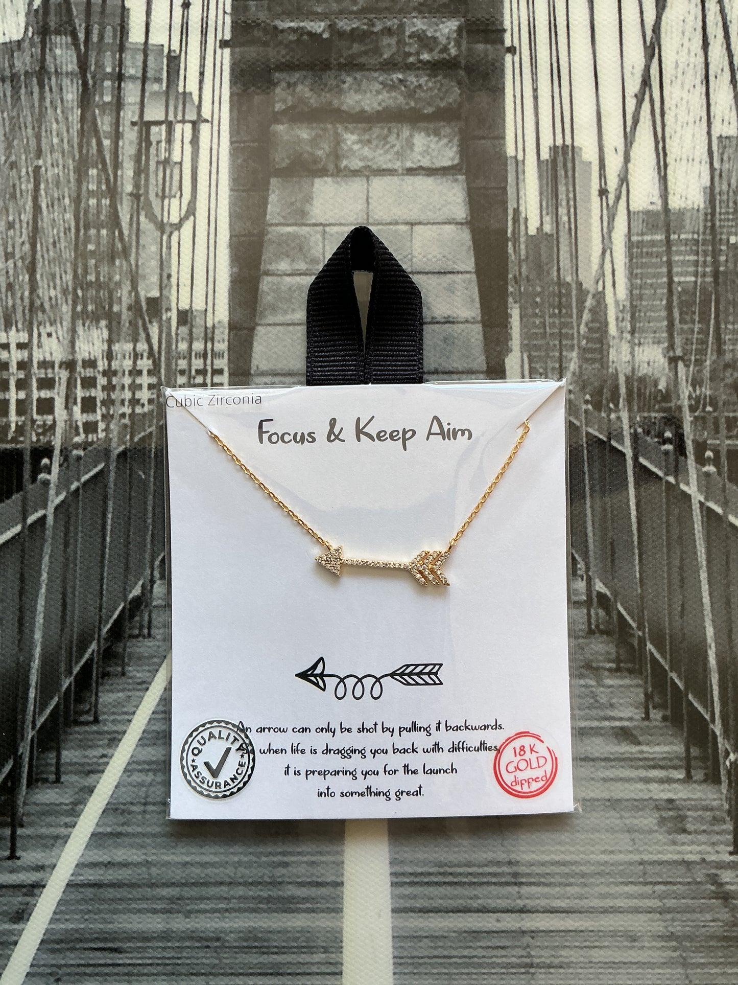 “FOCUS & KEEP AIM” CZ NECKLACE