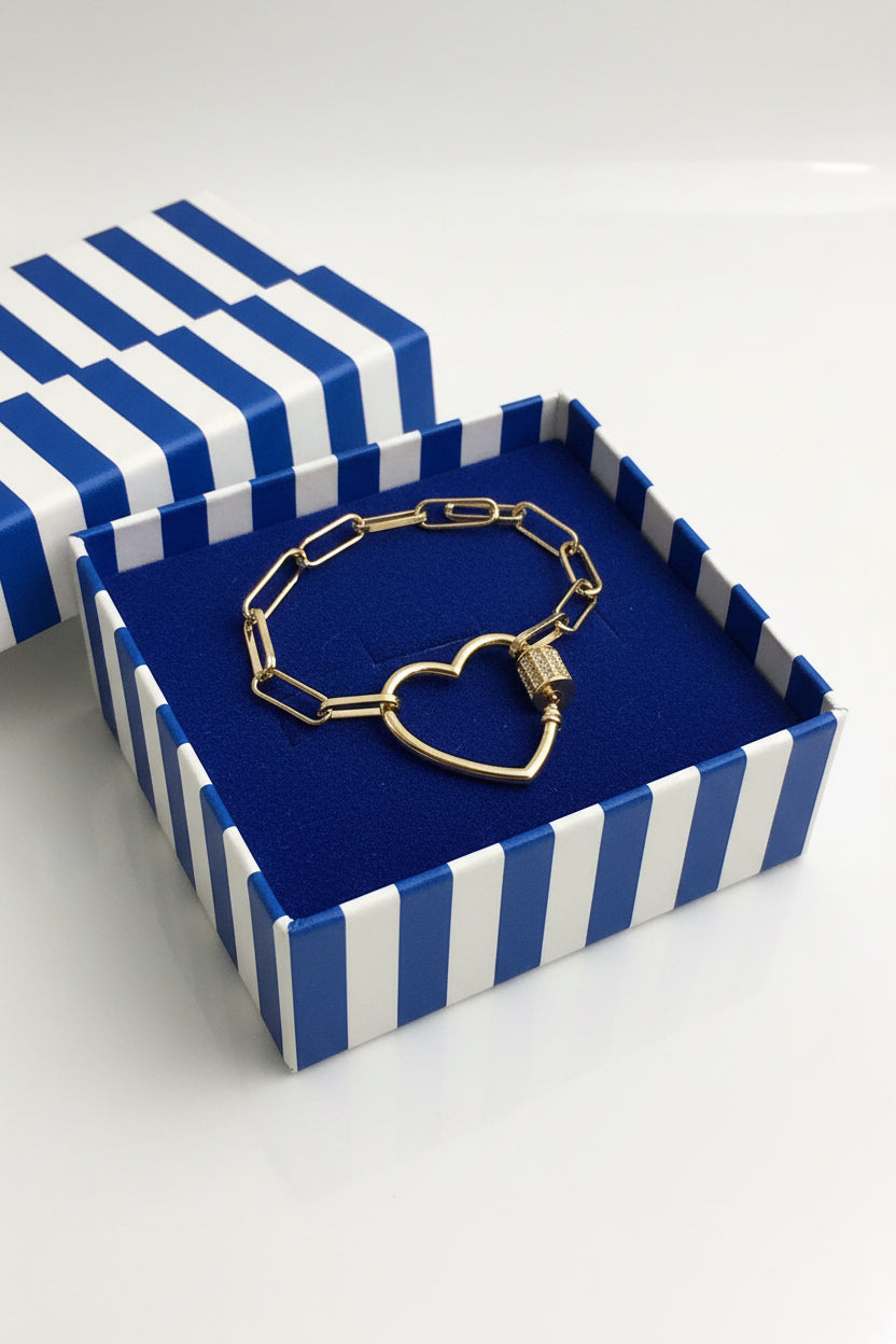 HEART LINKS GOLD DIPPED CHAIN CUBIC ZIRCONIA BRACELET