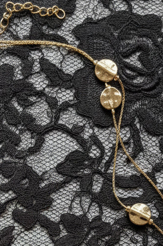 HAMMERED FLAT 2 LAYERS METAL NECKLACE