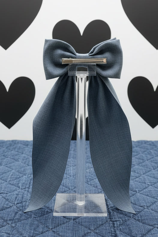DENIM BOW HAIR CLIP