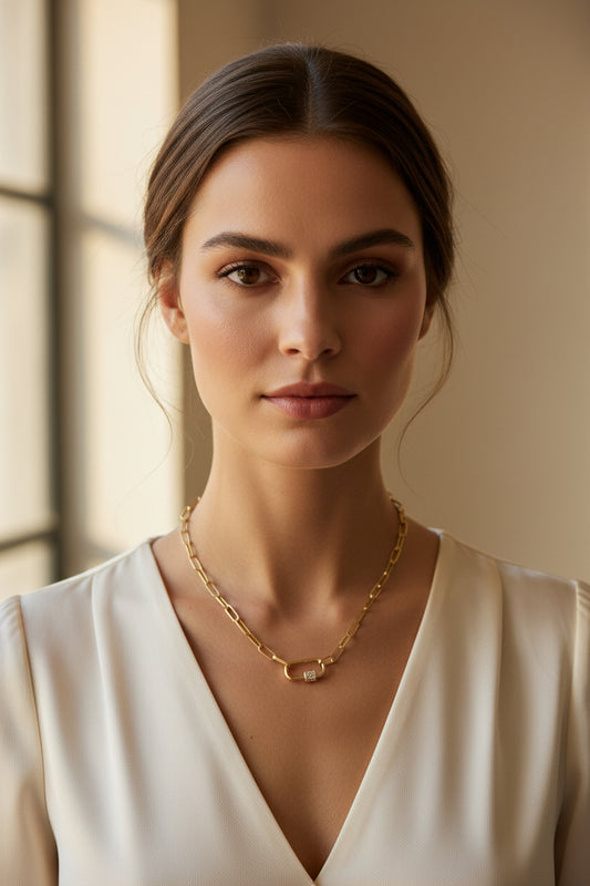 CHAIN NECKLACES W CUBIC ZIRCONIA LINK